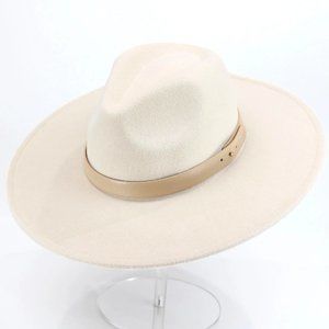 Grace & Lace Cream Wide Brim Felt Hat NEW